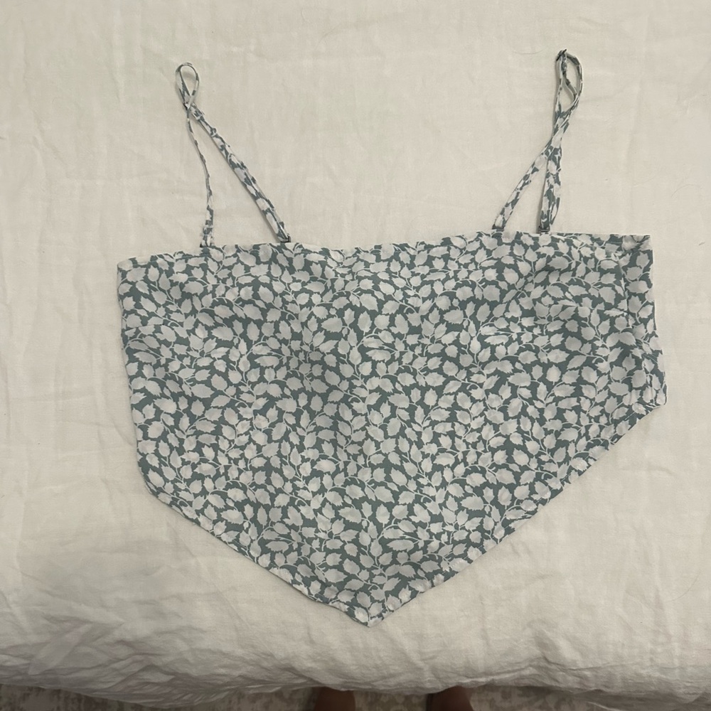 Abercrombie & Fitch Green and White Leaf Print Bandana Top